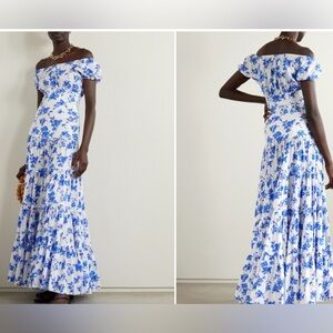 Caroline Constas' 'Larissa' cotton poplin maxi blue floral dress
